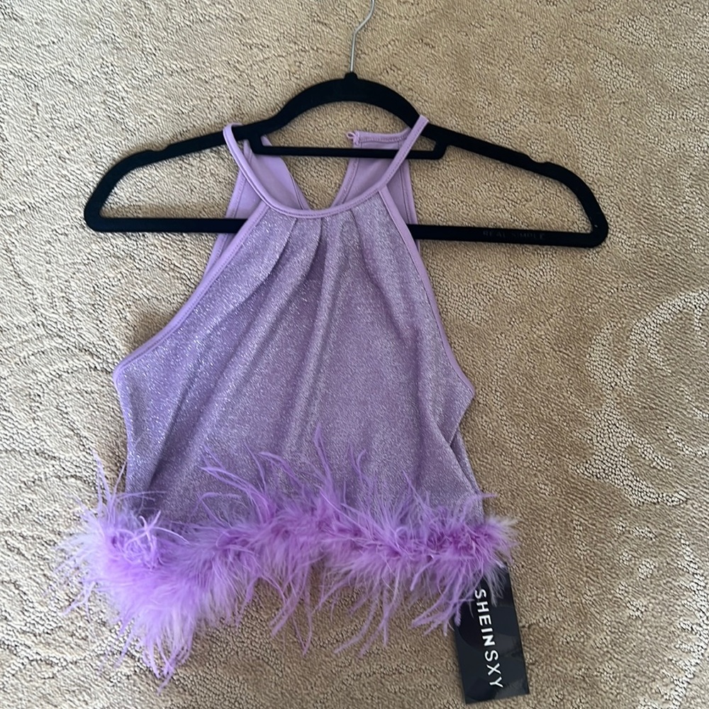 Purple feather top